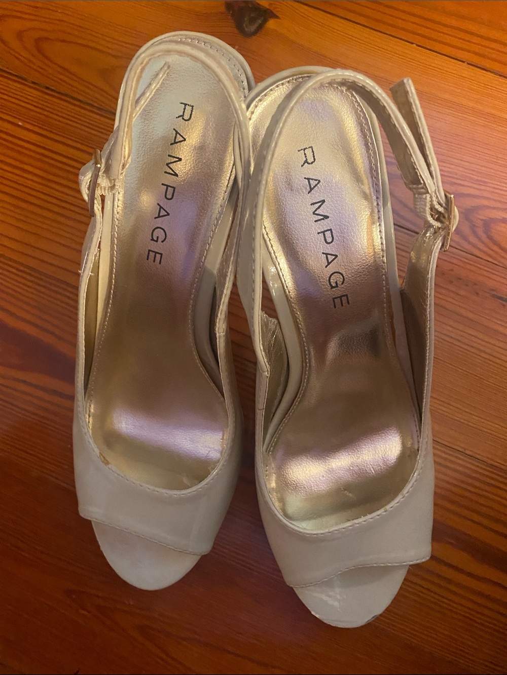 Rampage Cream Open-Toe Slingback Heels
